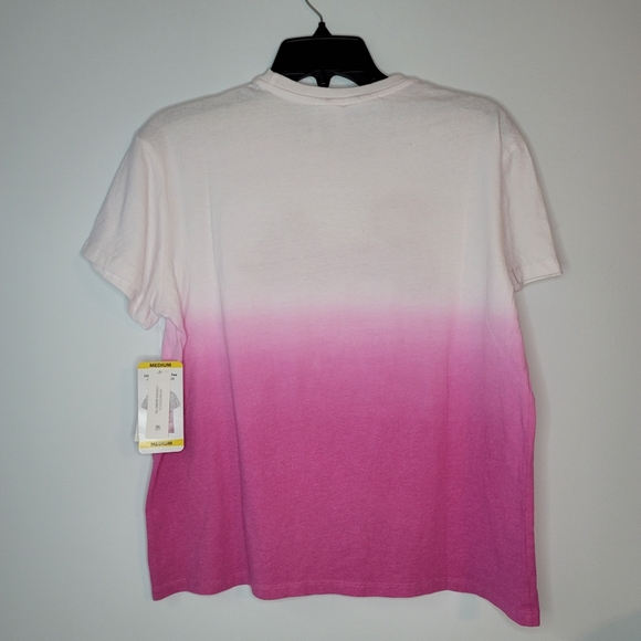 Barbie T-shirt Dip Dye Embroidered Pink White Medium NWT - Picture 3 of 10